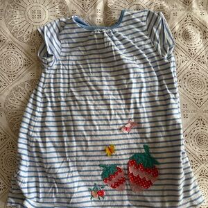 Baby Boden White Striped Kids Shirt with Strawberry Design